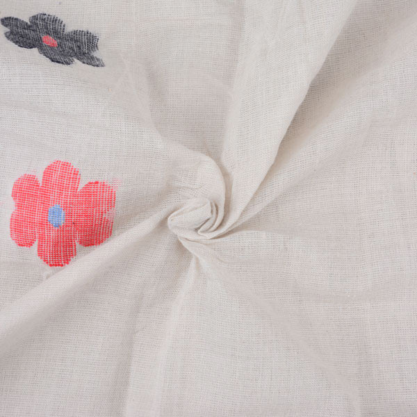 Floral Creamjamdani Pure Cotton 55 GSM Fabric