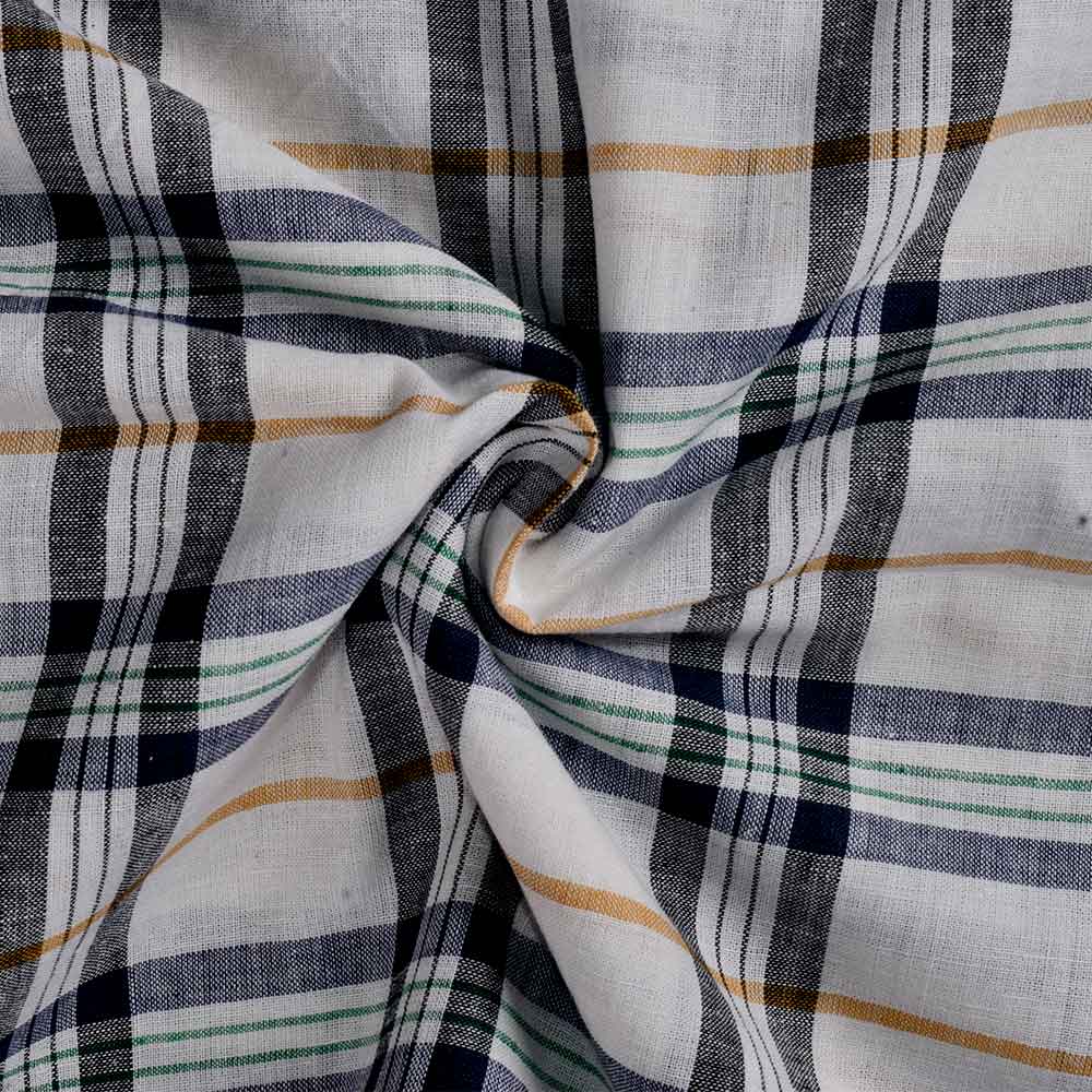 Check White Pure Cotton 96 GSM Handwoven Fabric