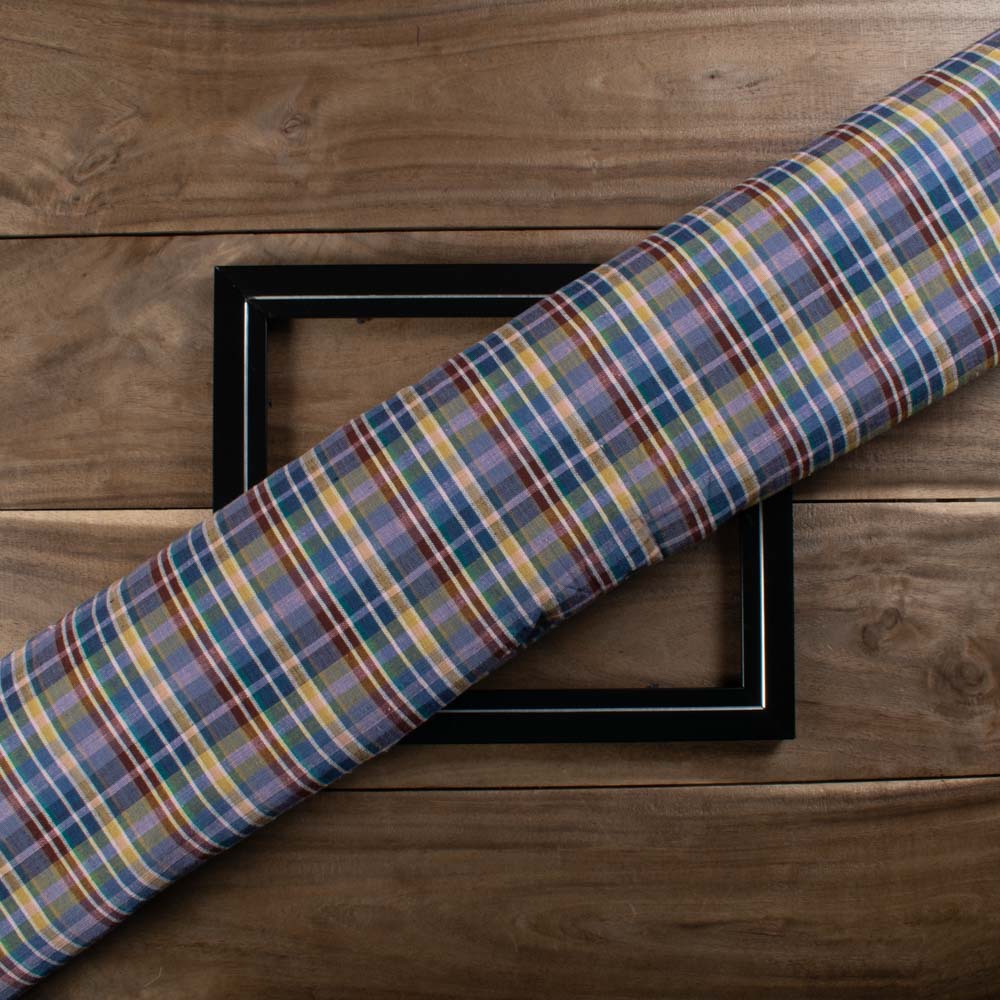 Multicolor Check Cotton & Khadi 125 GSM Handwoven Fabric 811