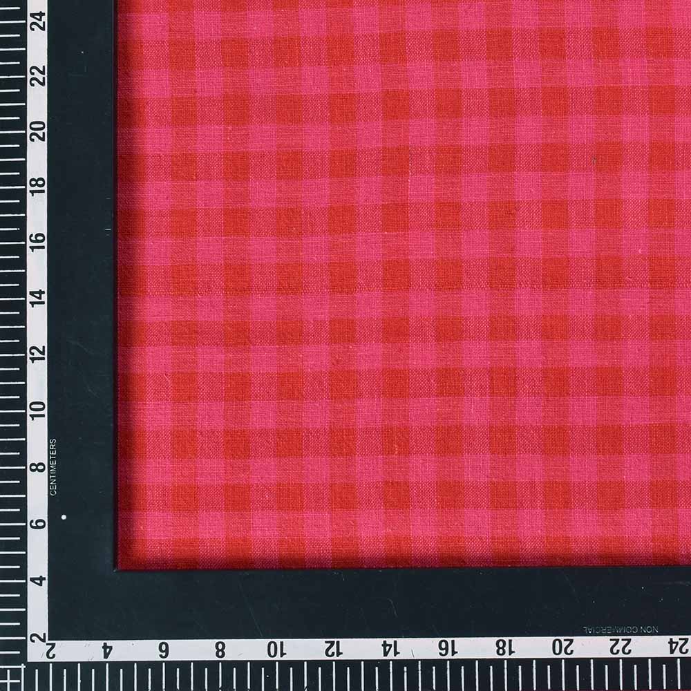 CHECK PINK PURE KHADI 125 GSM HANDWOVEN FABRIC