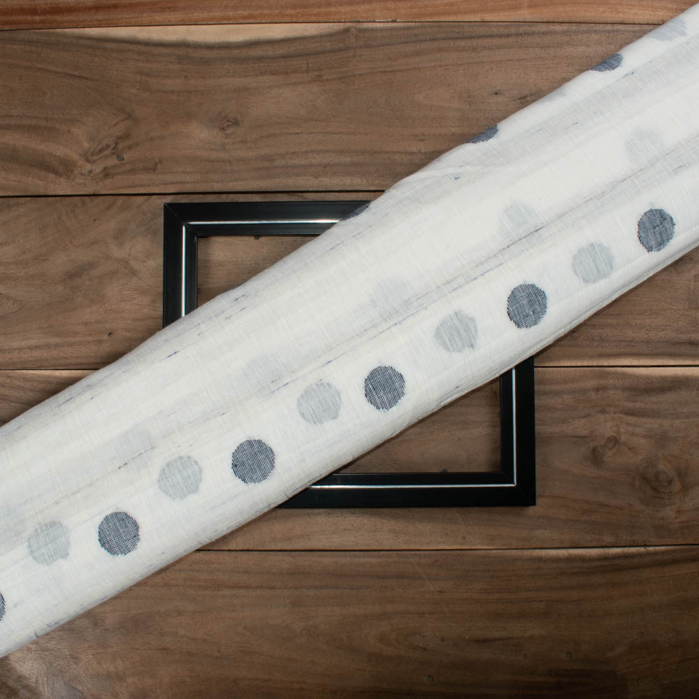Geometric White Futki Jamdani Pure Khadi 85 GSM Handwoven Fabric 35