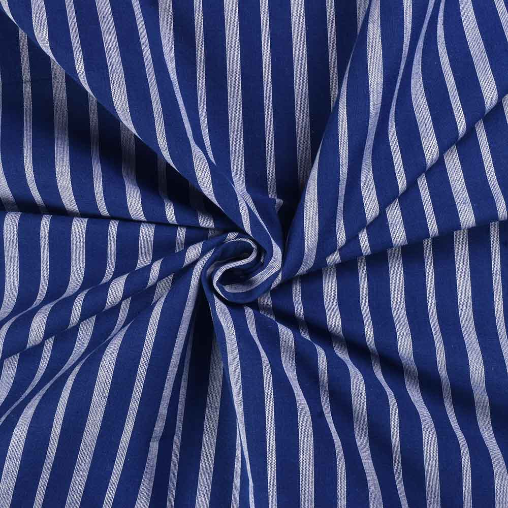 Stripe Blue White Pure Cotton 100 GSM Handwoven Fabric 293