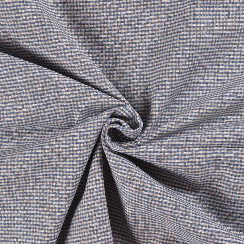 Check Blue & White Pure Cotton 100 GSM Handwoven Fabric