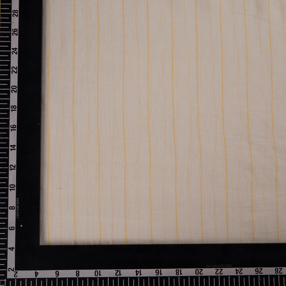 PINSTRIPE OFF WHITE COTTON & MULBERRY SILK BLEND HANDWOVEN FABRIC 42 gsm