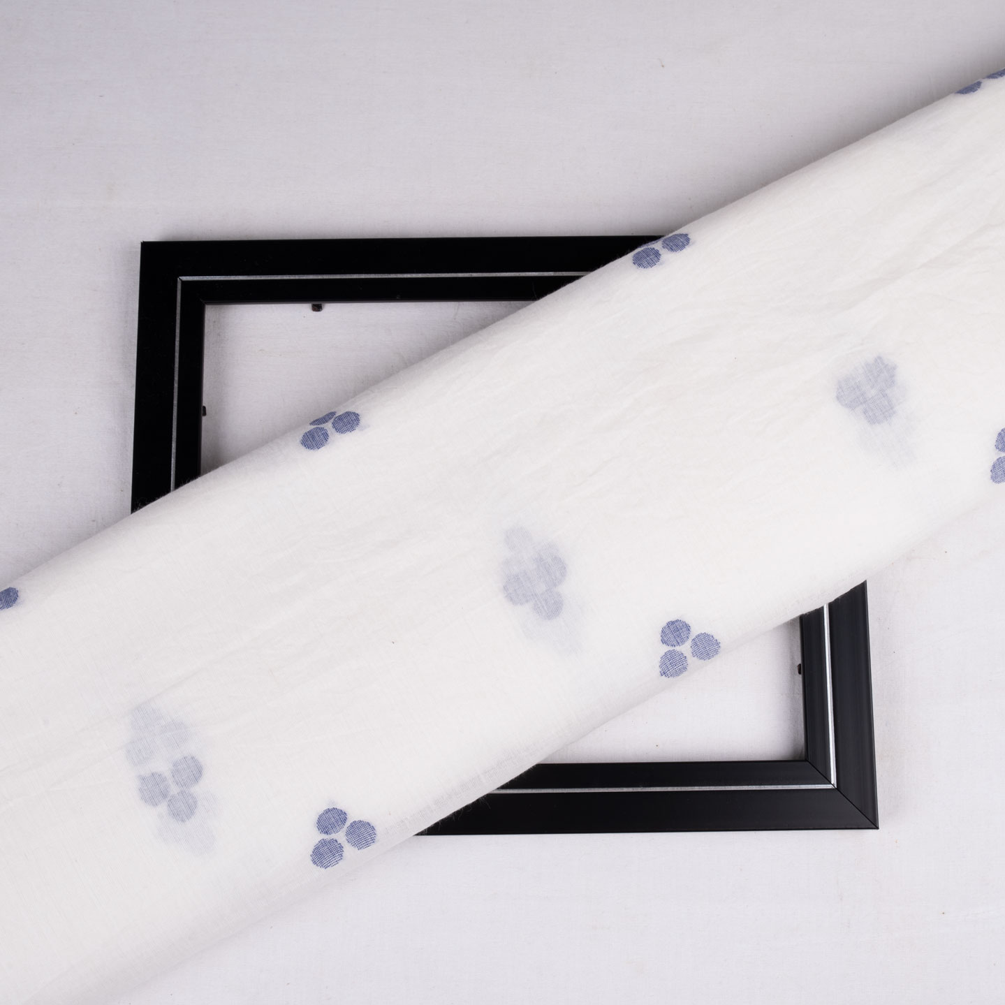 Geometric White Jamdani Pure Cotton 55 GSM Fabric 174