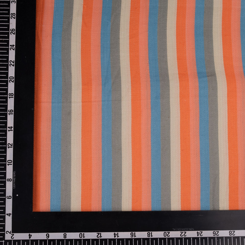 STRIPE SATIN TWILL MULTICOLOUR PURE COTTON 108 GSM HANDWOVEN FABRIC