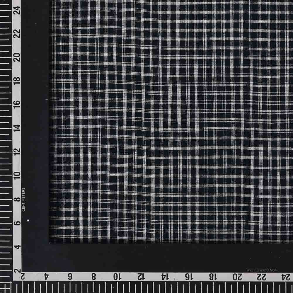 CHECK BLACK WHITE YARN TIE DYE PURE COTTON 110 GSM HANDWOVEN FABRIC