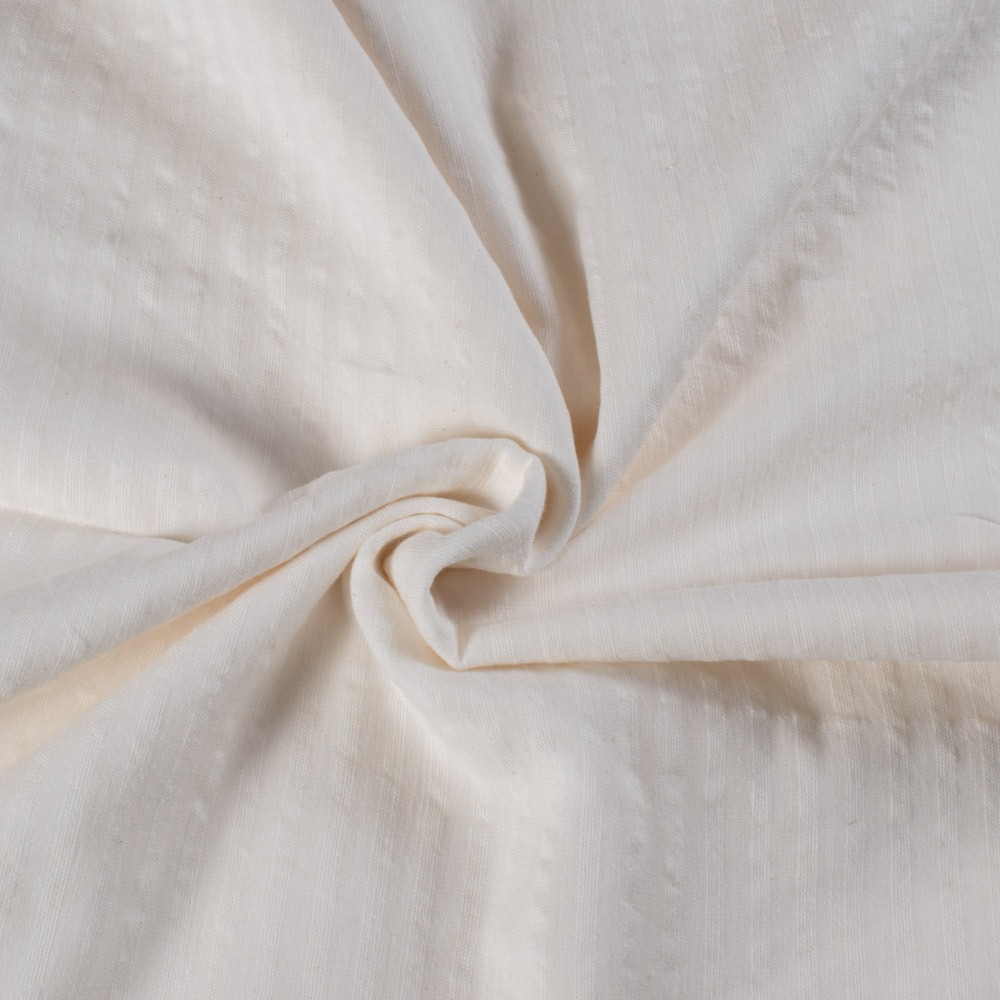 White Stripe Cotton 89 GSM Fabric - Bleached White & Dyeable