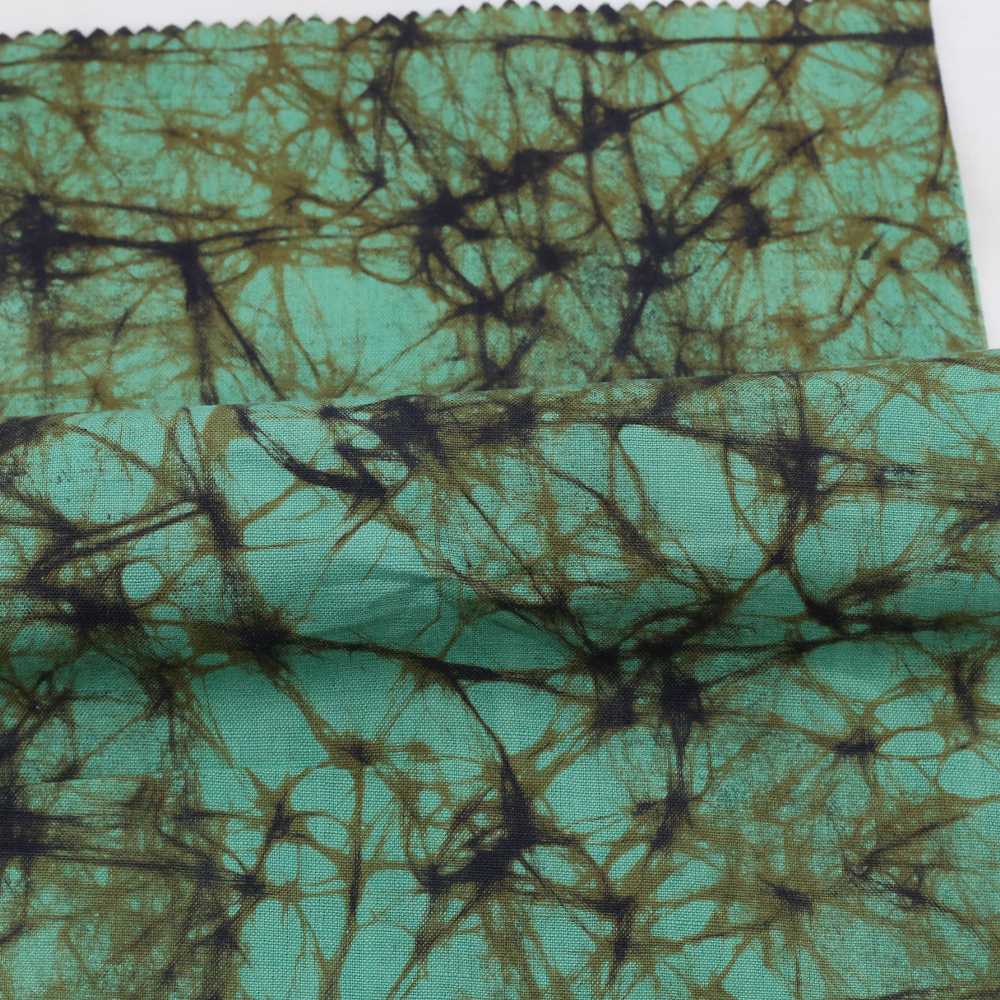 Abstract Green Batik Cotton 110 GSM Fabric - Hand Printed