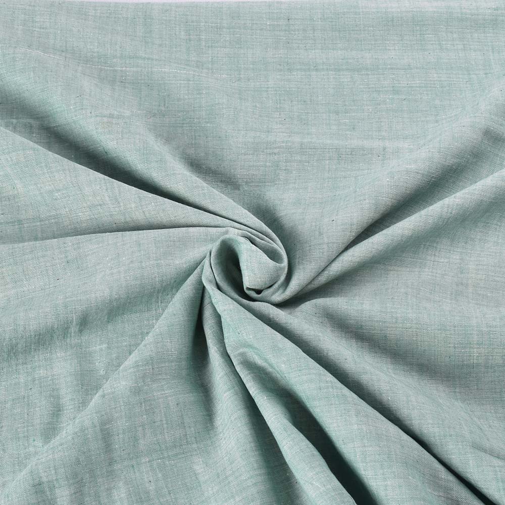 Chambray Teal Khadi Cotton 75 GSM Handwoven Fabric H56
