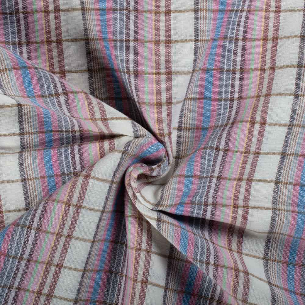 Multicolour Check Cotton & Hemp 140 GSM Handwoven Fabric 803