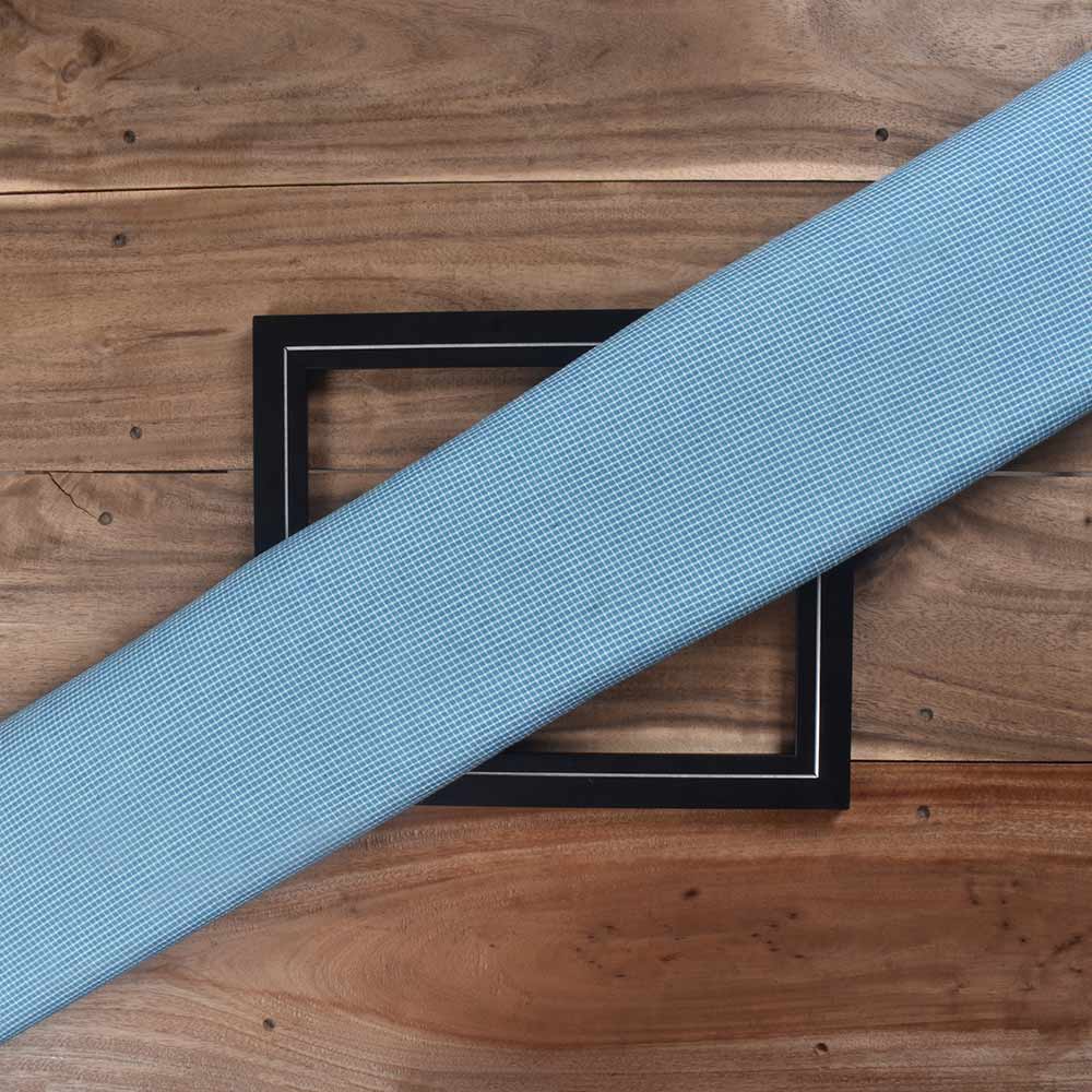Check Blue & White Pure Cotton 95 GSM Handwoven Fabric