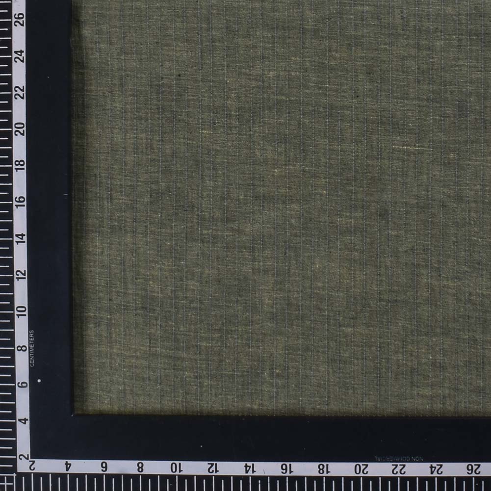 STRIPE OLIVE GREEN PURE COTTON 74 GSM HANDWOVEN FABRIC