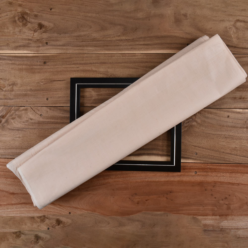 Chambray Cream Khadi Cotton 92 GSM Handwoven Fabric As22