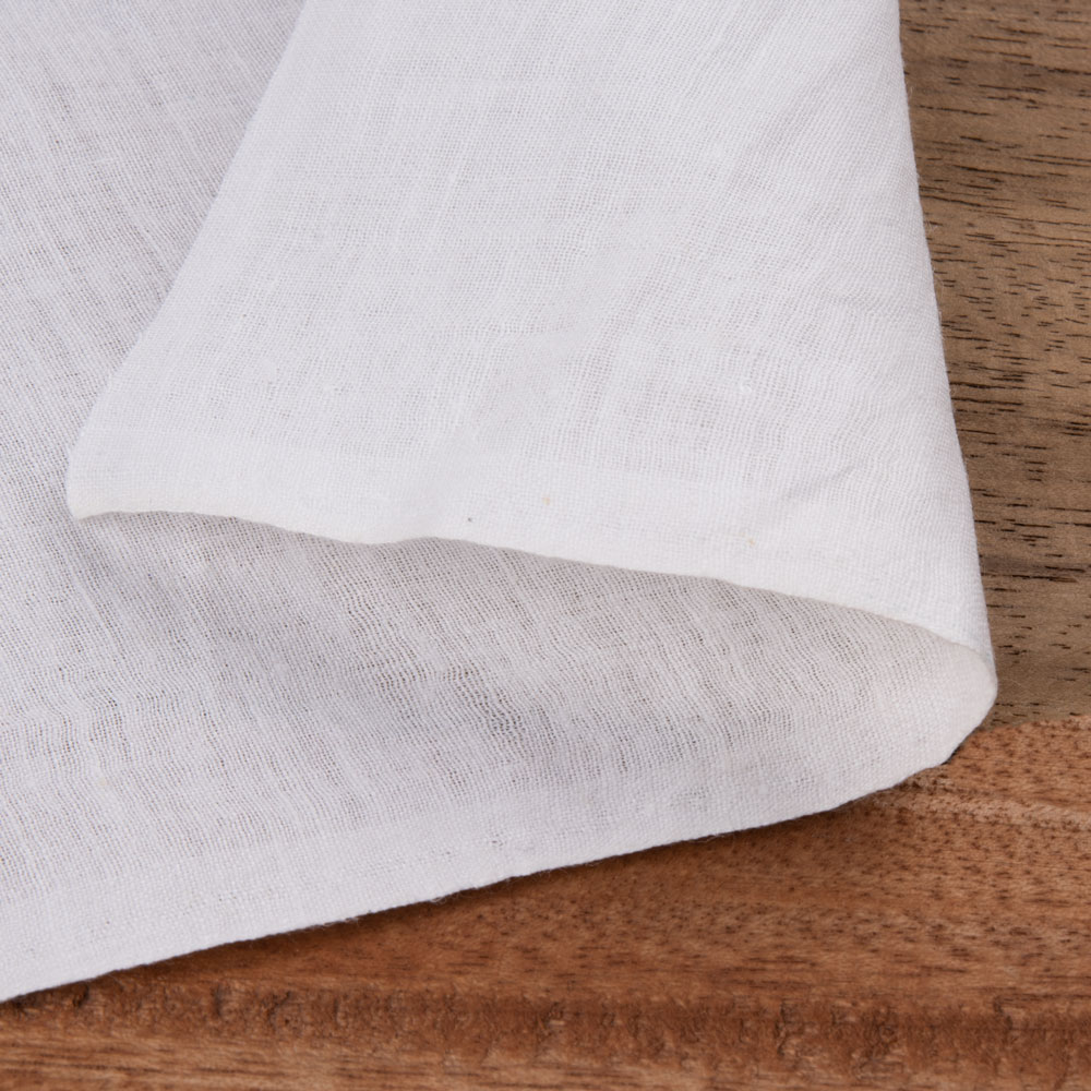 White Mulmul Khadi Cotton 72 GSM Fabric - Bleached White & Dyeable