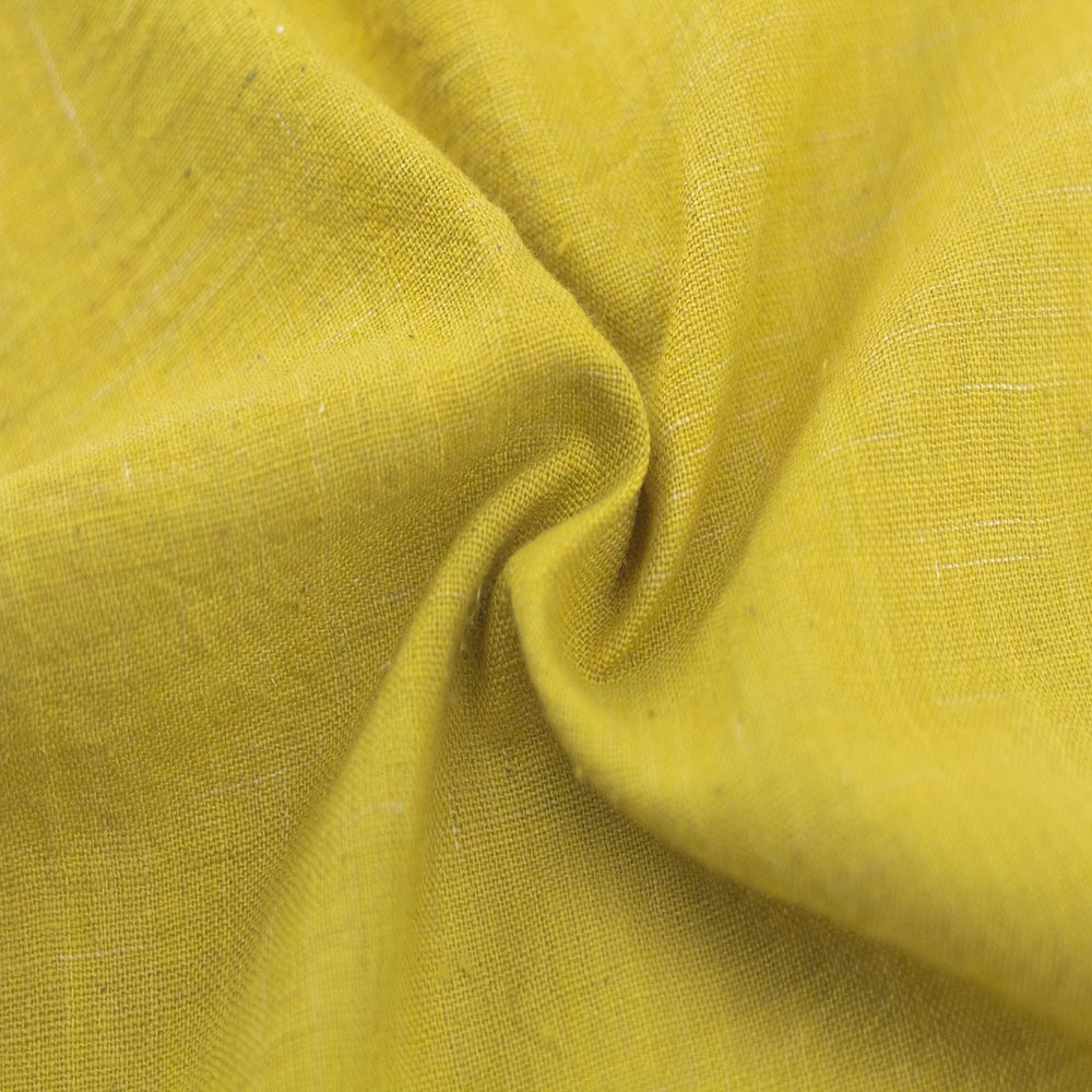 Plain Yellow Khadi 122 GSM Fabric - Handspun & Handwoven