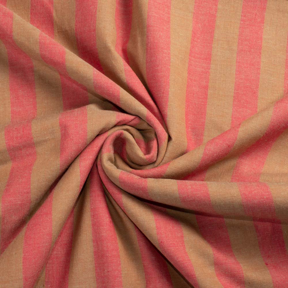 Stripe Red Pure Cotton 70 GSM Handwoven Fabric