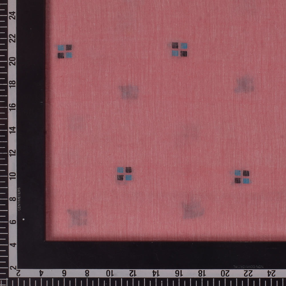 GEOMETRIC RED JAMDANI PURE COTTON 62 GSM HANDWOVEN FABRIC