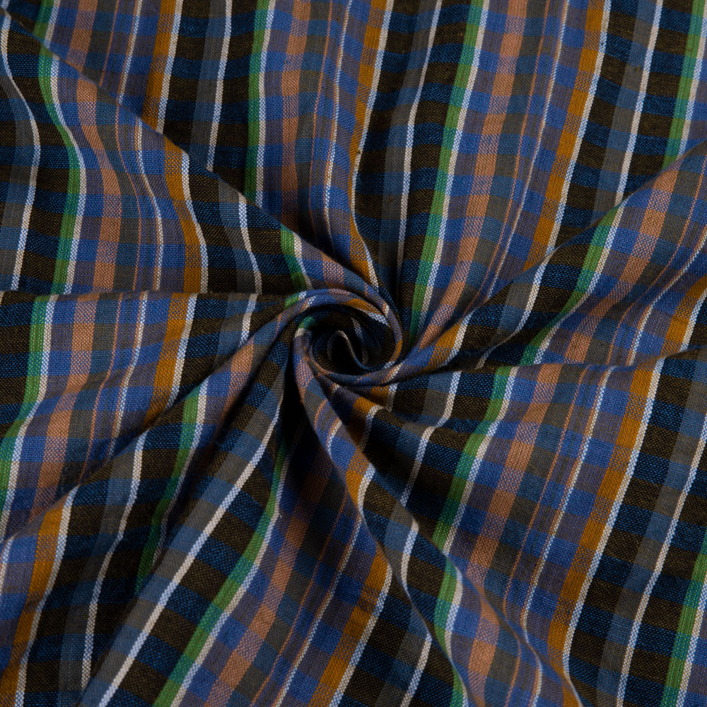 Check Multicolour Pure Cotton 102 GSM Handwoven Fabric