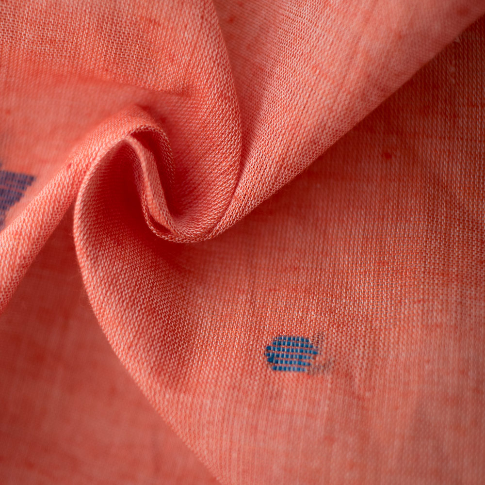 Geometric Orange Jamdani Pure Cotton 55 GSM Fabric 38