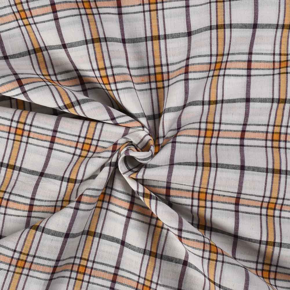 Check Multicolor Pure Cotton 95 GSM Handwoven Fabric 516