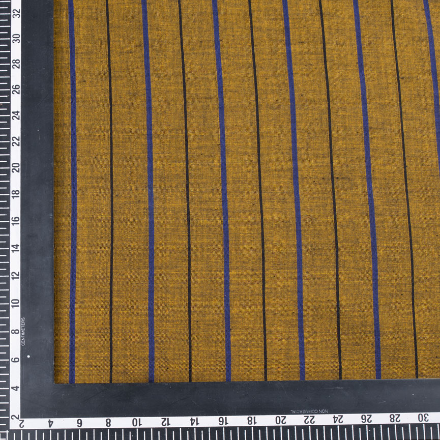 STRIPE MUSTARD PURE COTTON 97 GSM HANDWOVEN FABRIC
