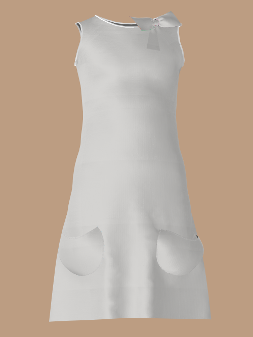 Knee Length Dress - Front Pockets- Side Neck Bow