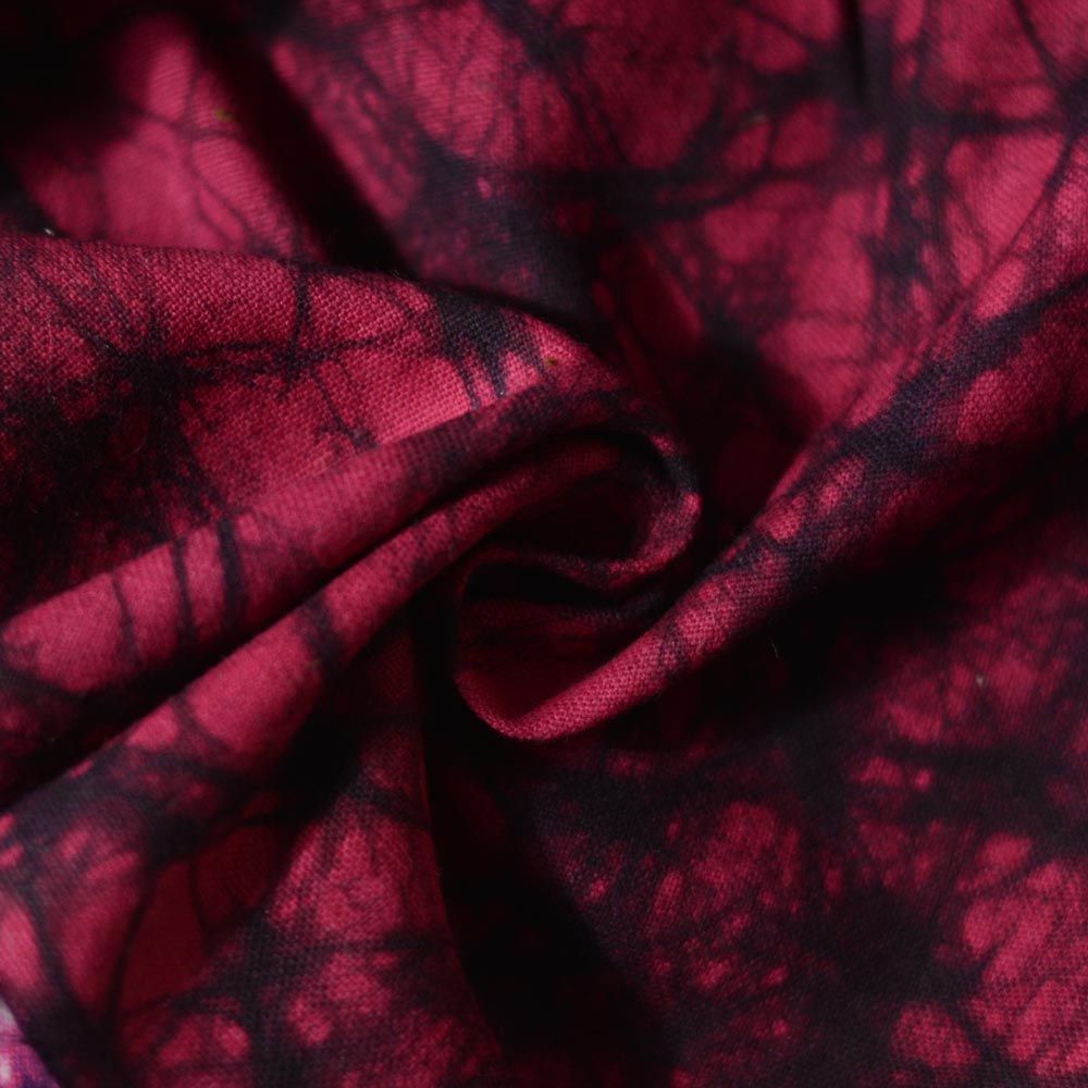 Abstract Red Batik Cotton 110 GSM Fabric - Hand Printed