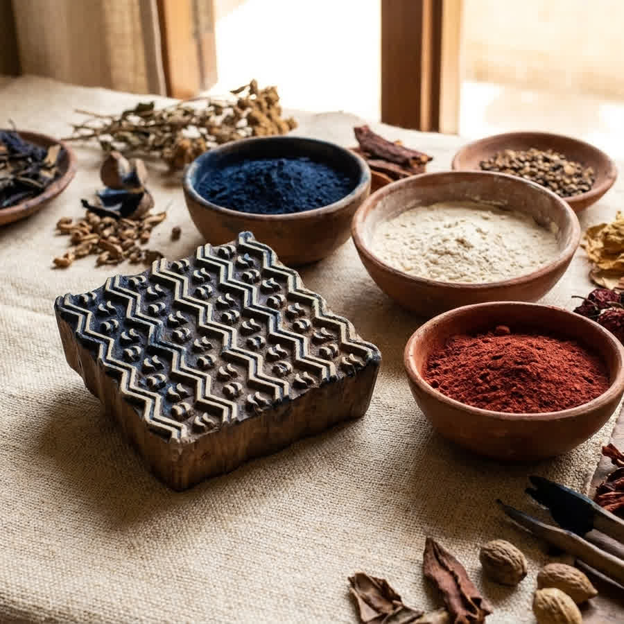 The Ultimate Sustainable Canvas: Compatibility with Natural Dyes and Block Prints — Anuprerna handloom