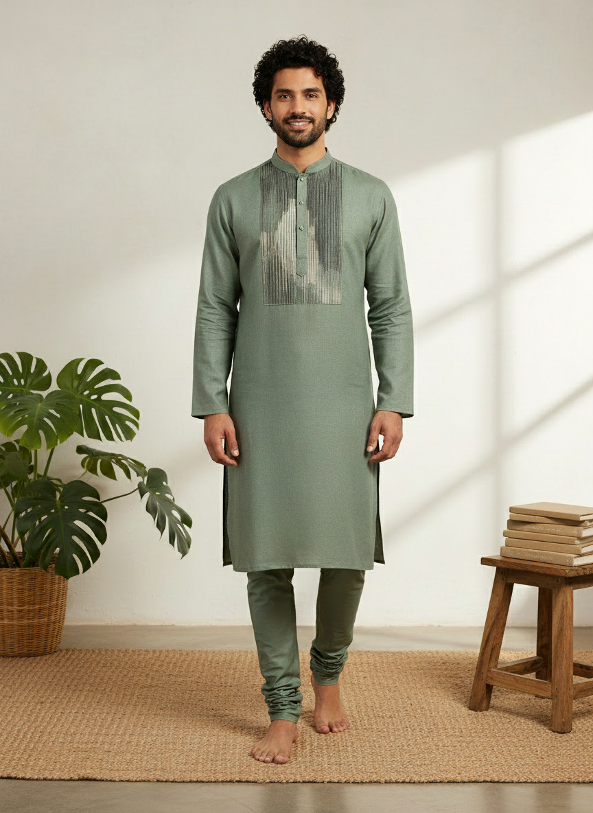 Pure Khadi Cotton Metallic Kurta