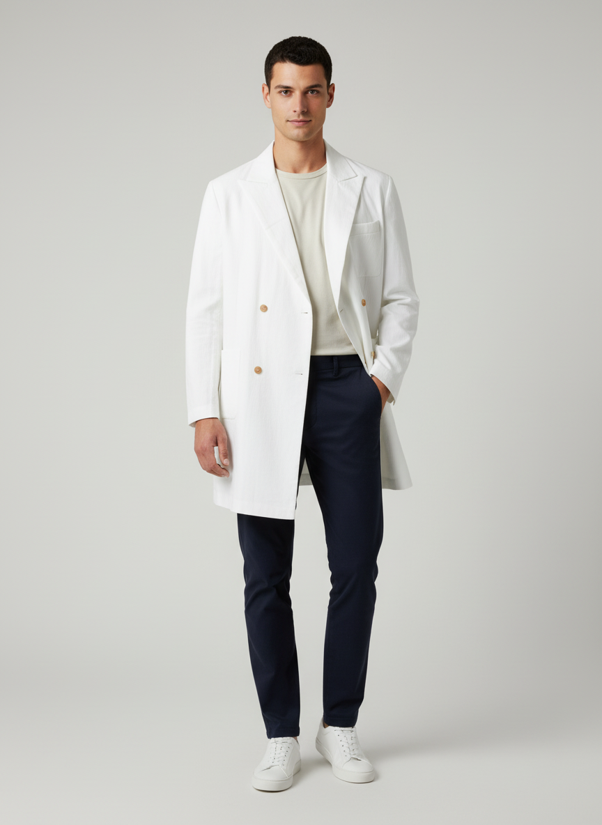 Long Tailored Trench Coat With Pockets