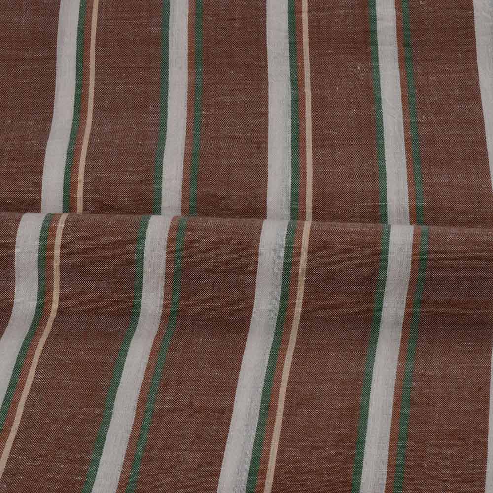 STRIPE BROWN PURE COTTON 70 GSM HANDWOVEN FABRIC 224