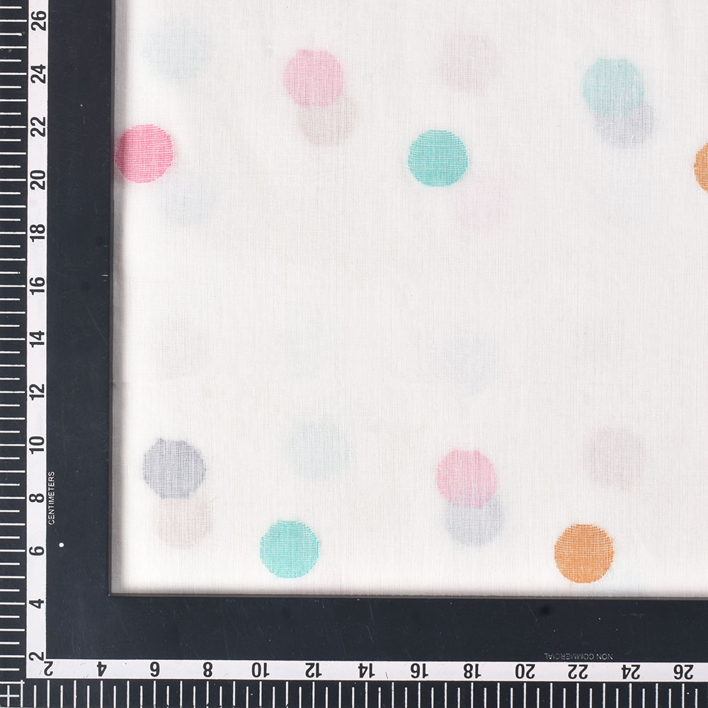 POLKA DOT MULTICOLOR JAMDANI PURE COTTON 55 GSM HANDWOVEN FABRIC