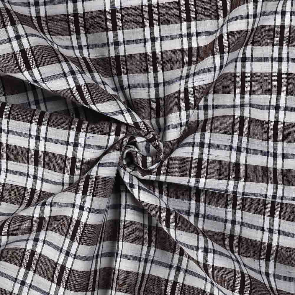 Futki Black White Check Khadi Cotton 110 GSM Handwoven Fabric