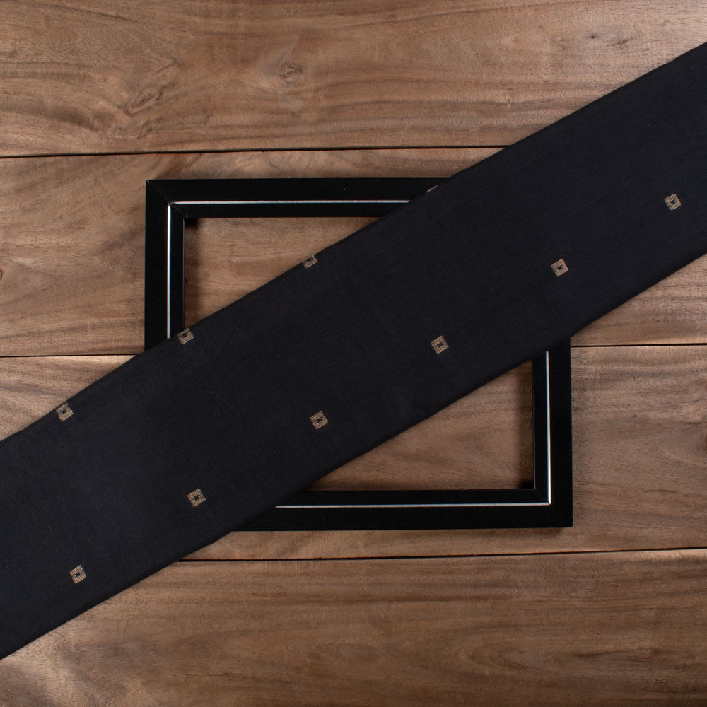 GEOMETRIC BLACK JAMDANI SILK COTTON BLEND 43 GSM FABRIC