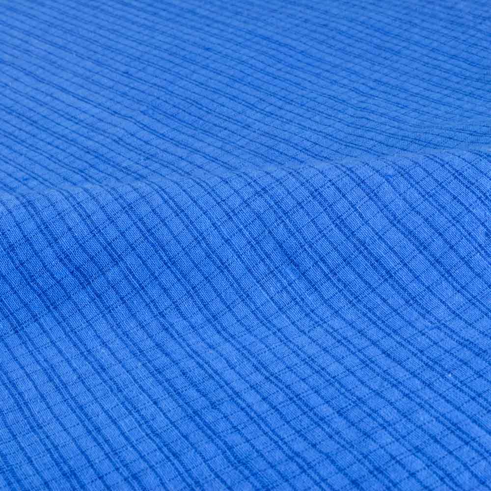 CHECK BLUE PURE COTTON 102 GSM HANDWOVEN FABRIC