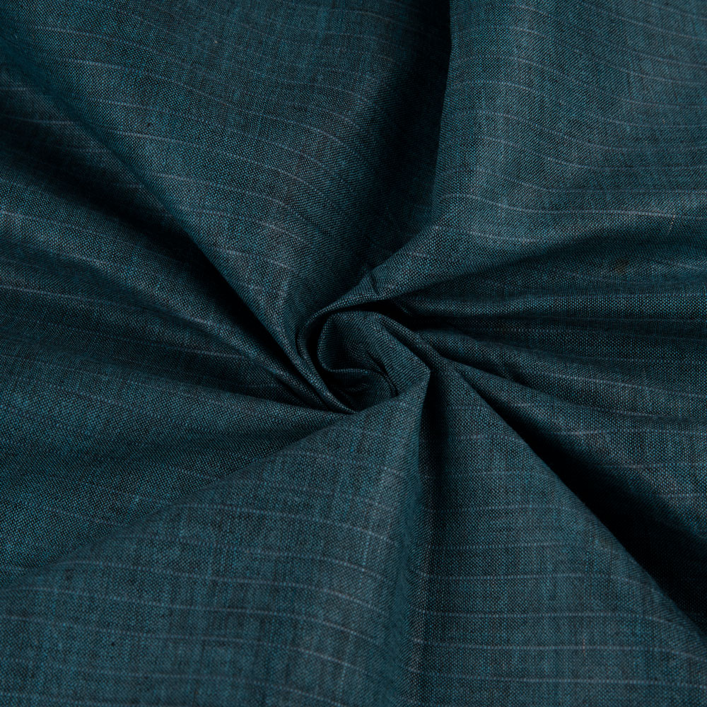 Stripe Teal Blue Pure Cotton 74 GSM Handwoven Fabric