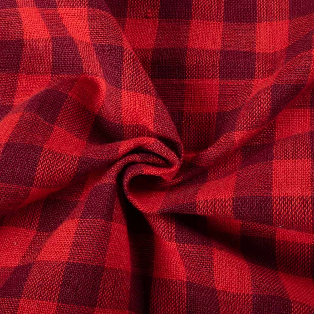 Check Red & Magenta 215 GSM Khadi Handwoven Fabric