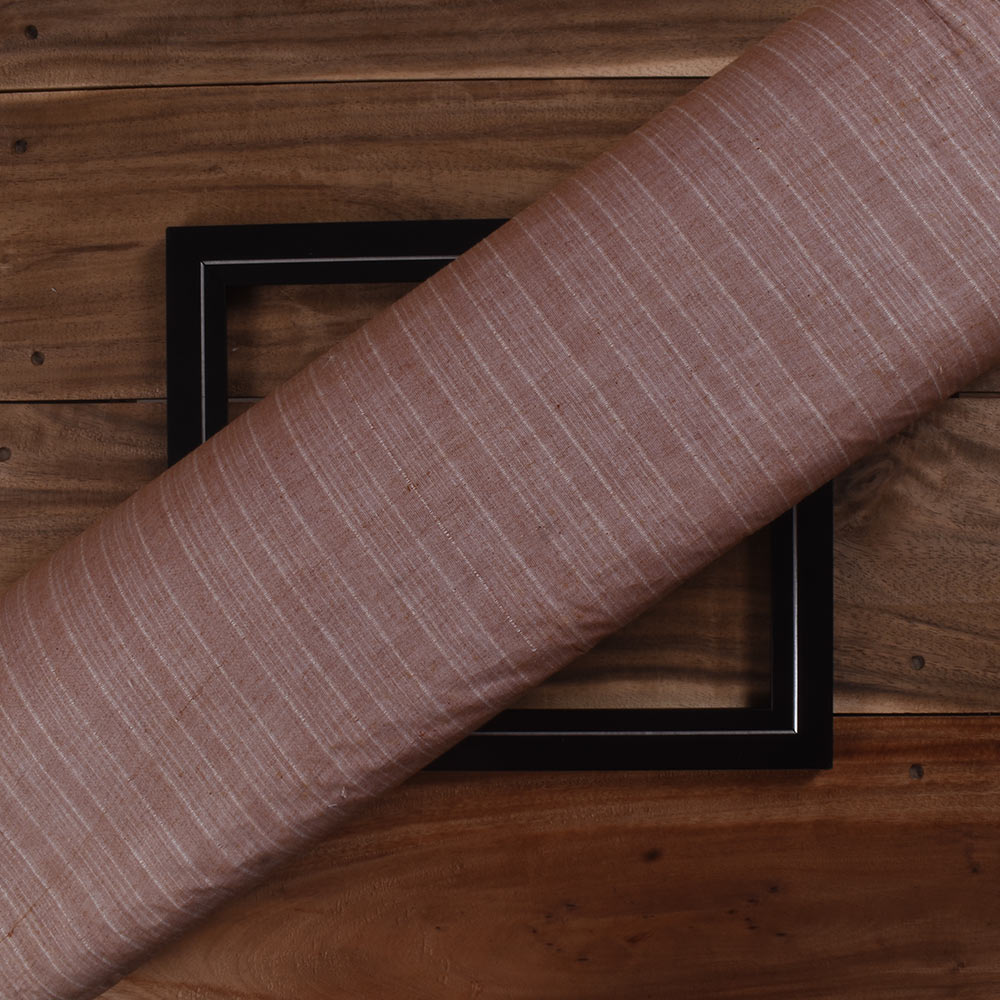 Stripe Beige Pure Cotton 80 GSM Handwoven Fabric