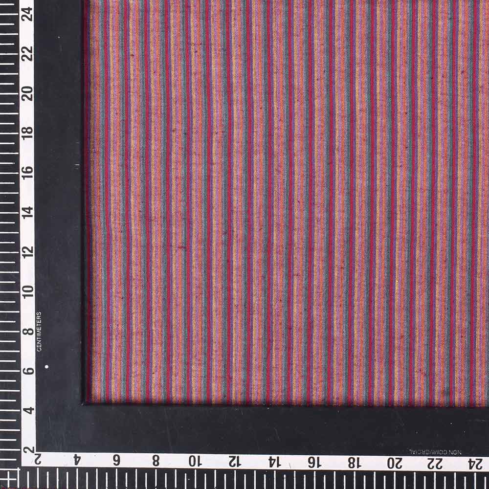 STRIPE PURPLE MULTICOLOUR PURE COTTON 76 GSM HANDWOVEN FABRIC