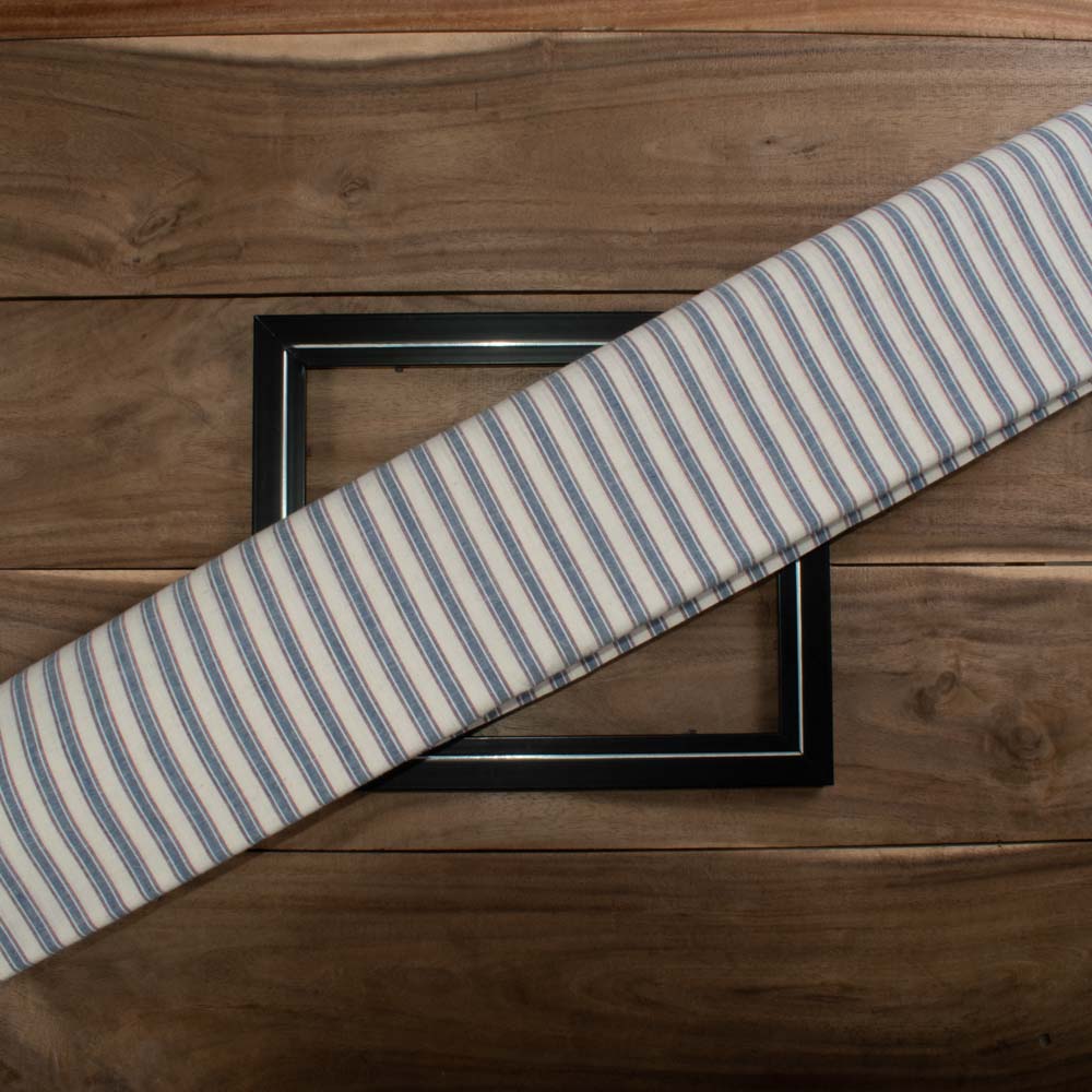 Stripe Blue White and Red Pure Cotton 95 GSM Handwoven Fabric
