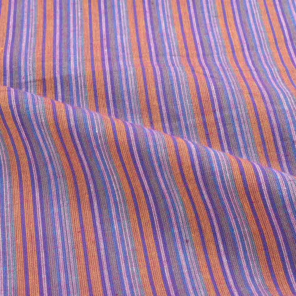 Stripe multicolour pure cotton 72 gsm handwoven fabric