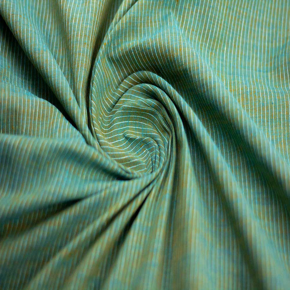 Stripe Green Pure Cotton 65 GSM Handwoven Fabric J13