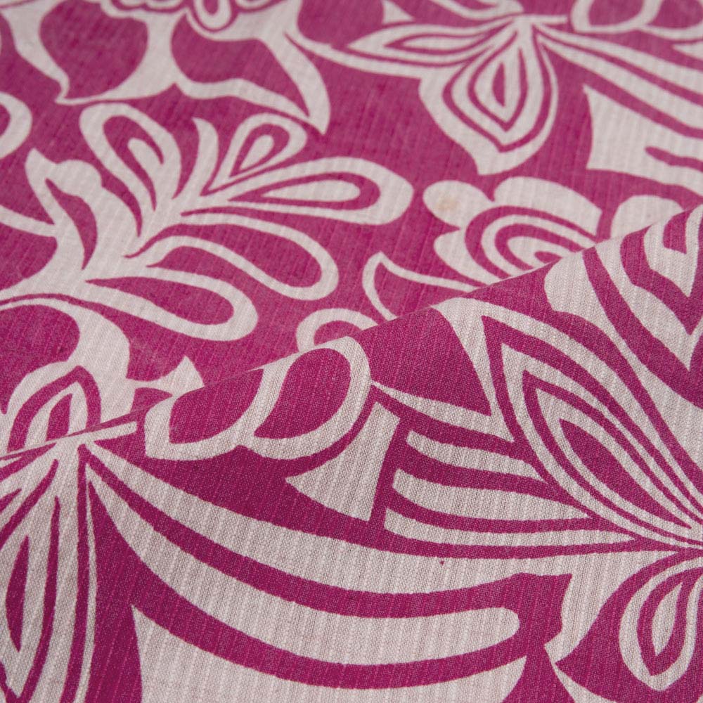 FLORAL PINK SCREENPRINTED COTTON KHADI 104 GSM HANDWOVEN FABRIC