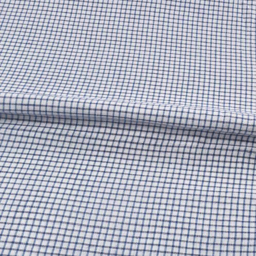 CHECK BLUE & WHITE PURE COTTON 93 GSM HANDWOVEN FABRIC