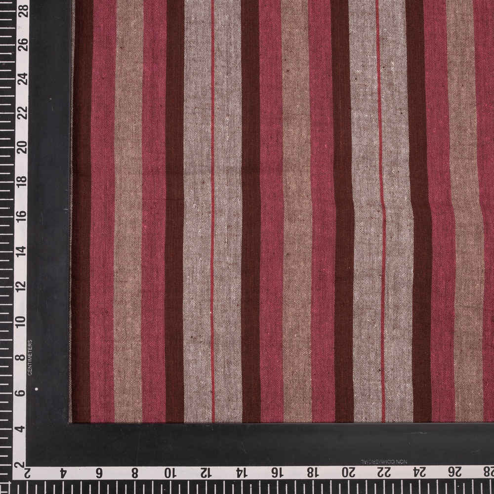 STRIPE RED PURE COTTON 97 GSM HANDWOVEN FABRIC