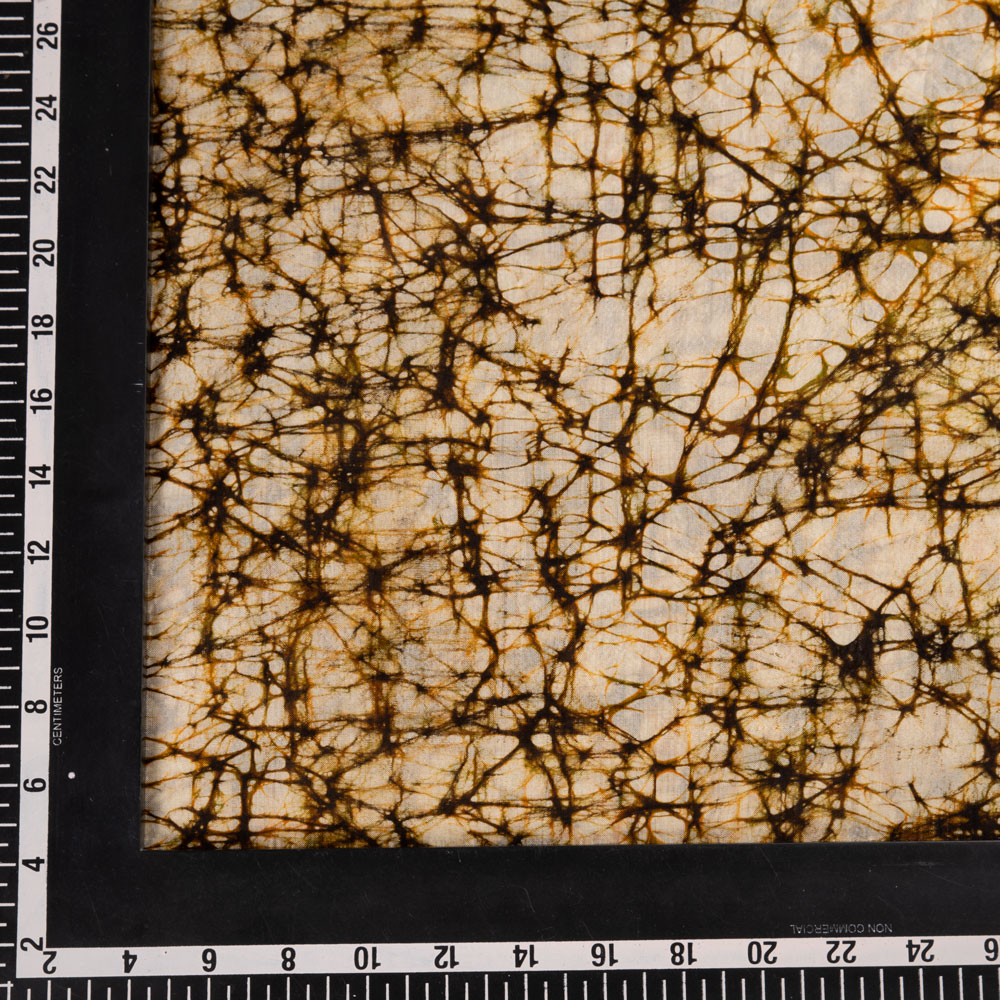 ABSTRACT BROWN YELLOW BATIK MULBERRY SILK 40 GSM FABRIC 10