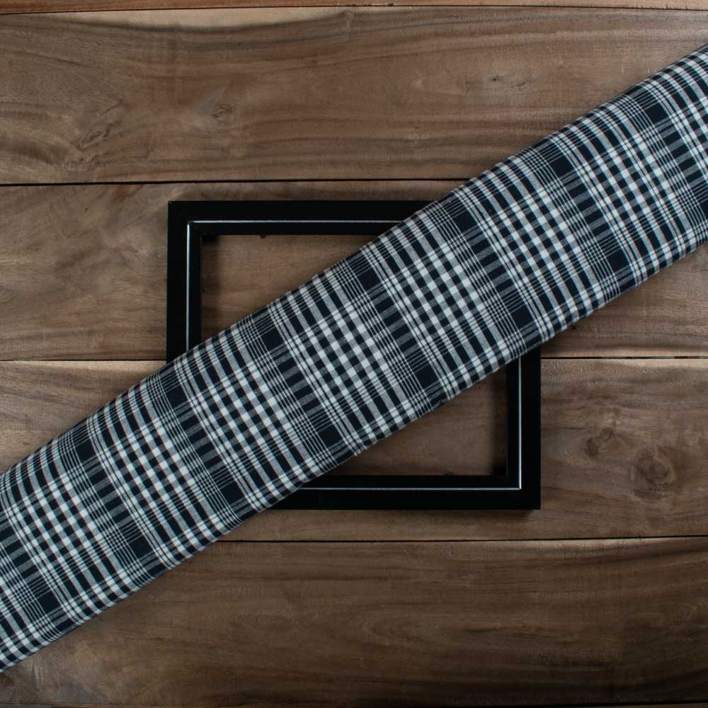Black & White Check Pure Cotton 100 GSM Handwoven Fabric