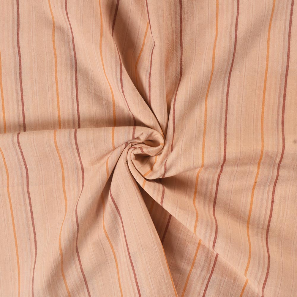 Stripe Peach Pure Cotton 62 GSM Handwoven Fabric