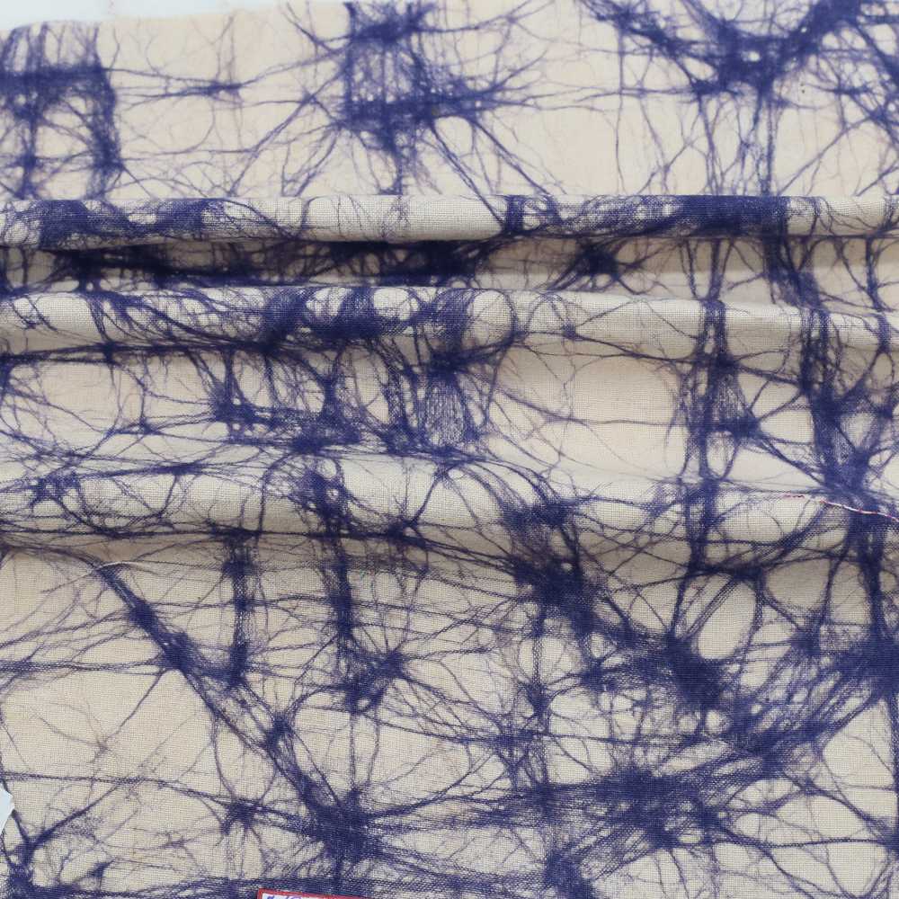 Abstract Blue White Batik Cotton 110 GSM Fabric - Printed